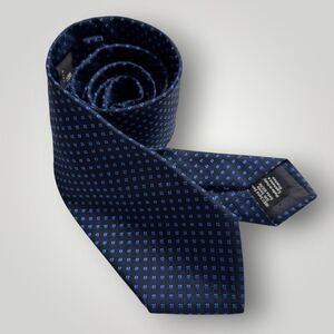BOSS HUGO BOSS Tie Navy/Blue Geometrical Silk Necktie Made in Italy NWOT